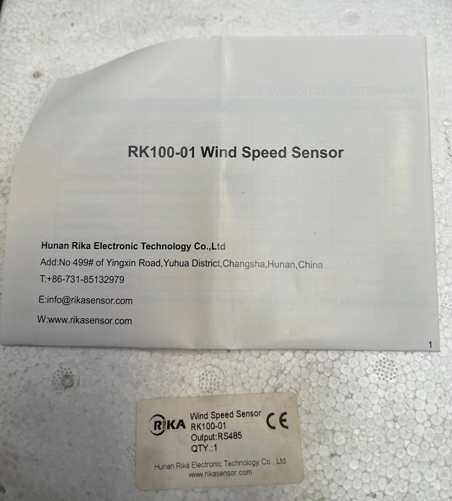 Tower Crane Wind Speed Sensor